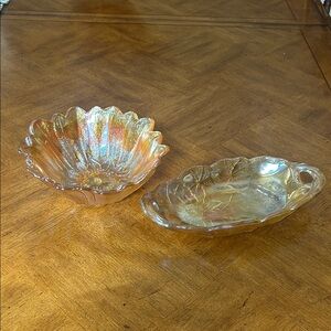 Iridescent Glass Bowl and Tray Set